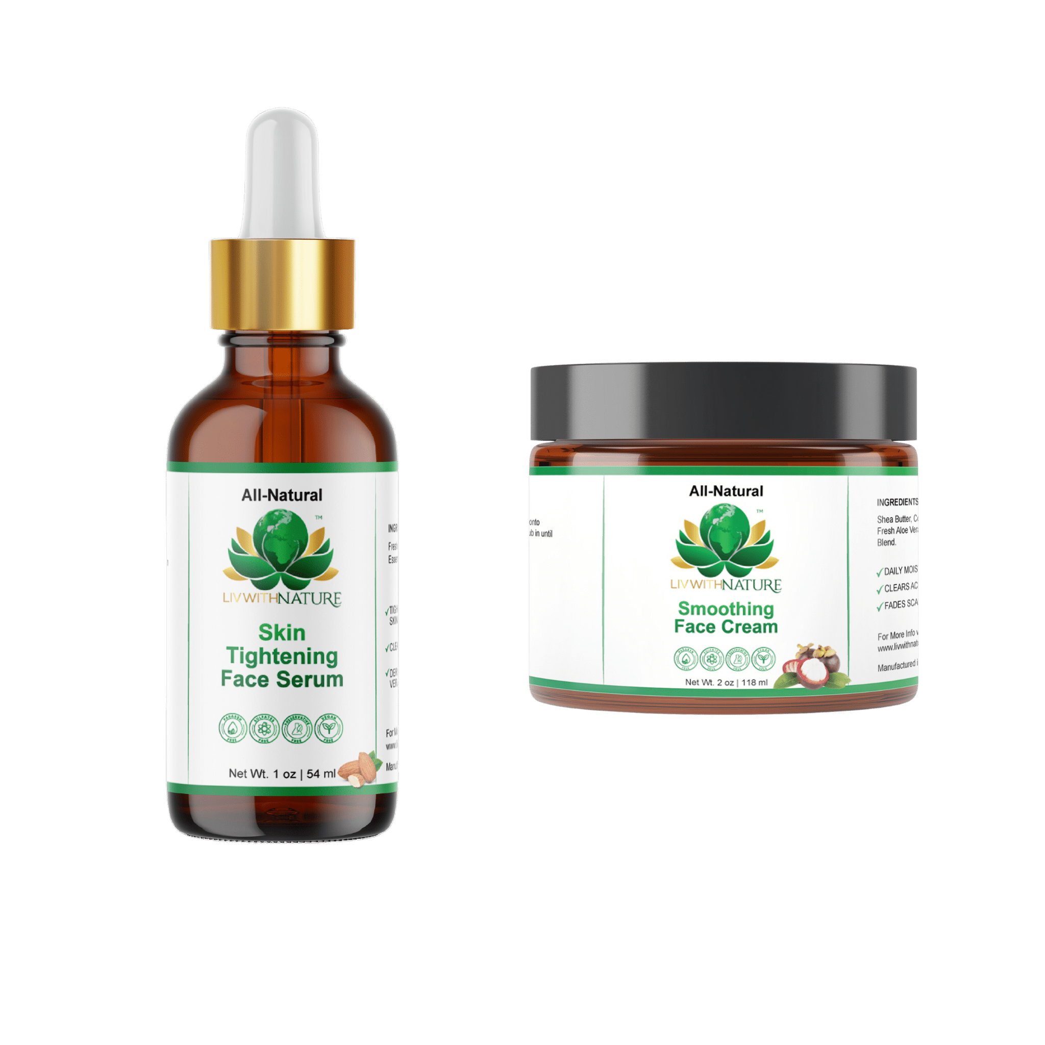 Organic Skincare Bundle | Natural Face Serum & Cream for Radiant, Youthful Skin - Liv With Nature