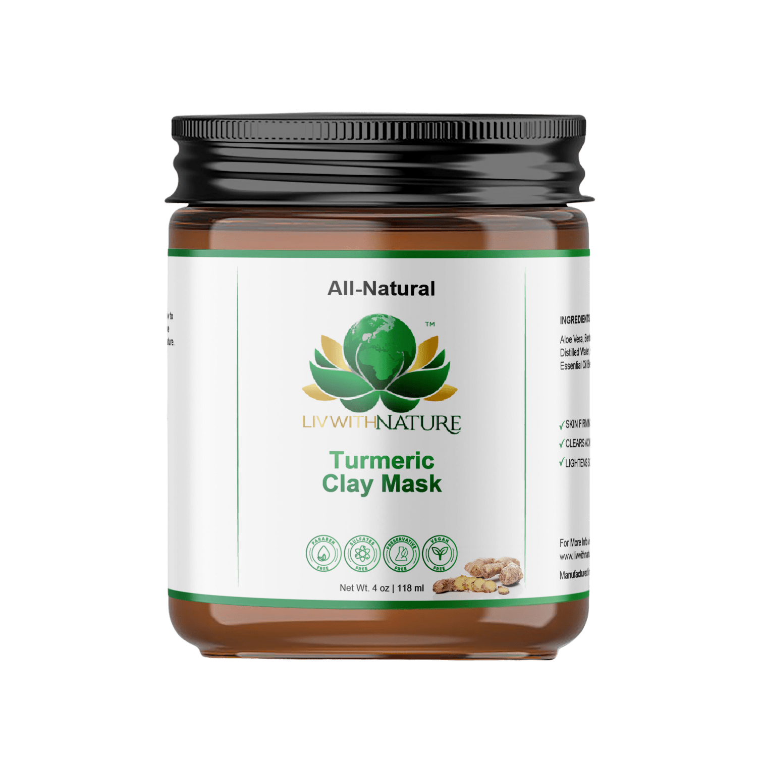 Skin Firming Clay Mask | All - Natural Pore - Tightening & Rejuvenating Face Mask - Liv With Nature